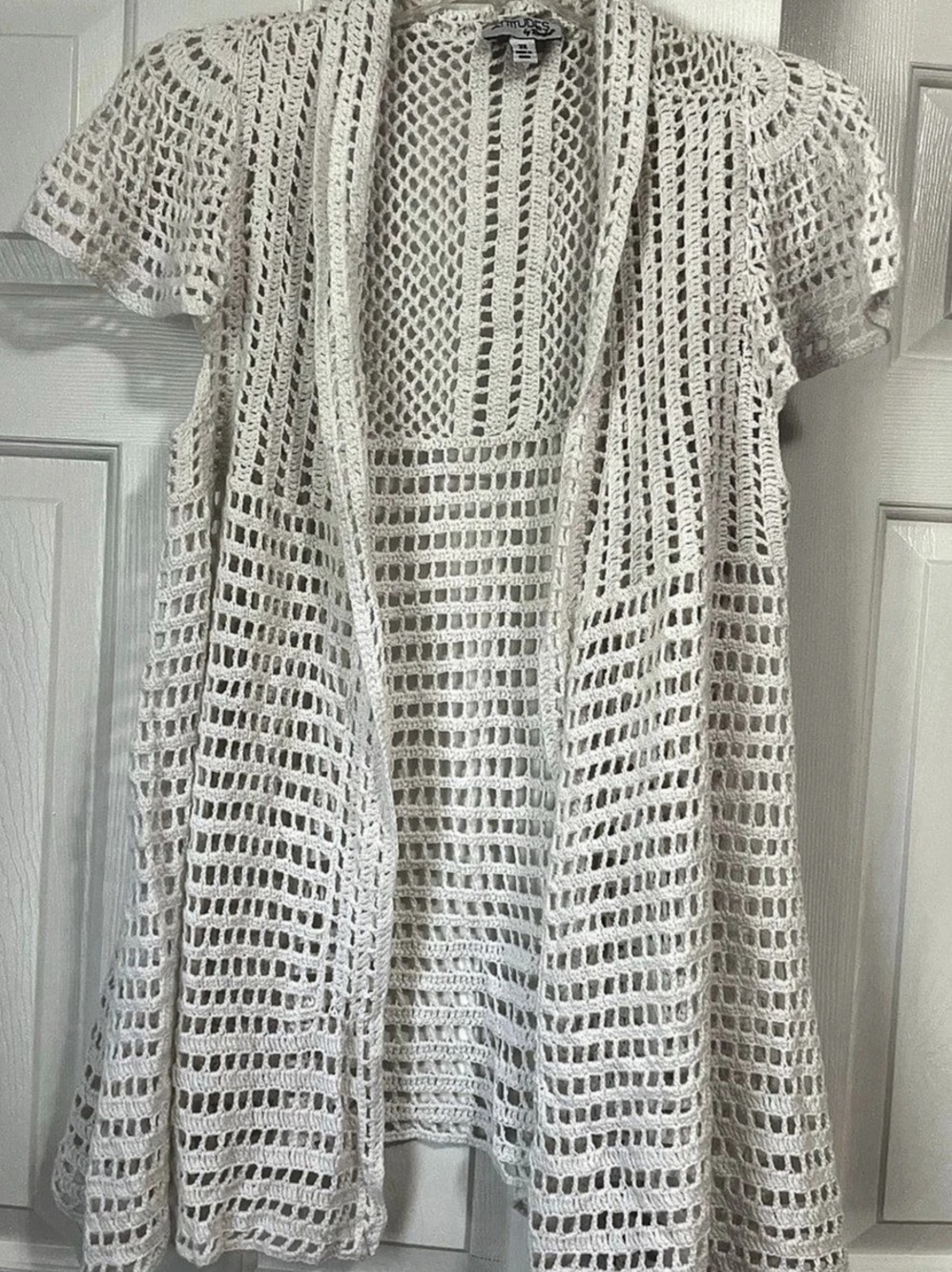 Attitudes by Renee 100% Cotton Crochet Cardigan White/Cream 3X